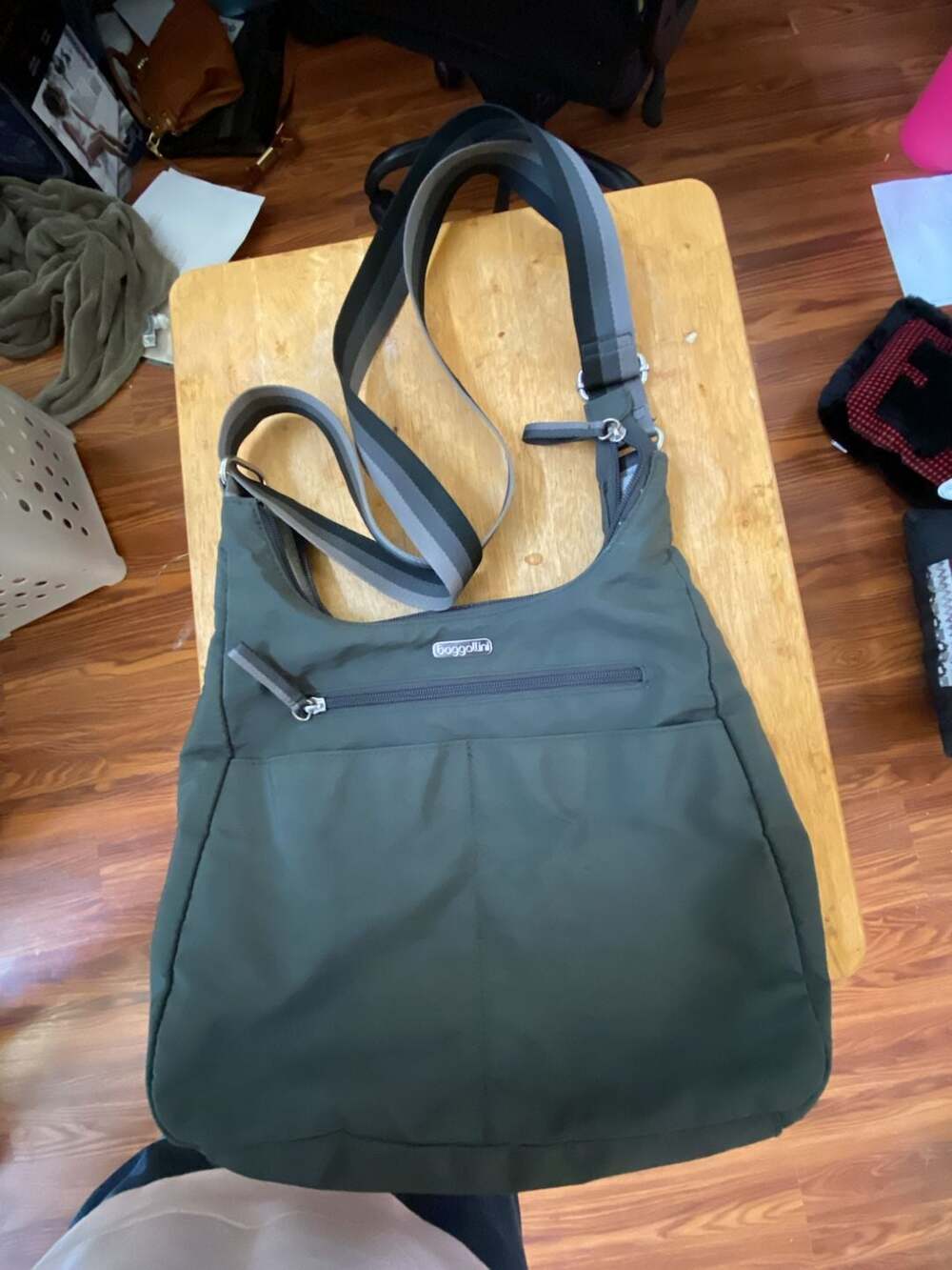 Baggallini On Track Crossbody Bag Green Nylon
